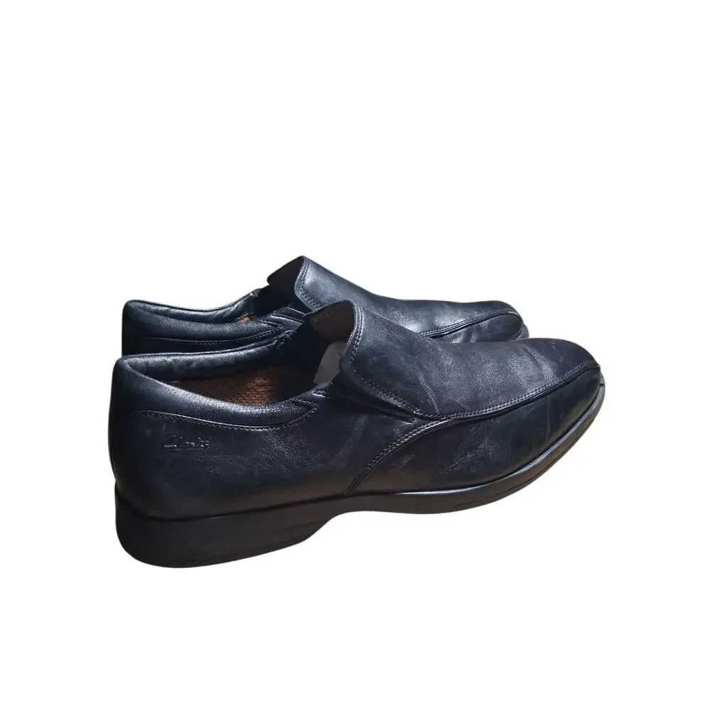 Clarks Plus Black Leather‎ Mens size 11M Casual Career Church Slip-on Loafers